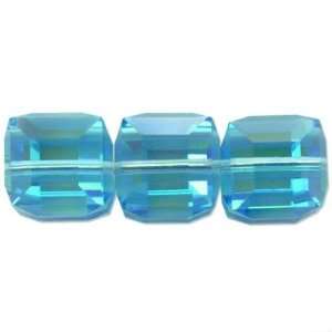  3 Aqua AB Square Cube Swarovski Crystal Beads 5601 8mm 