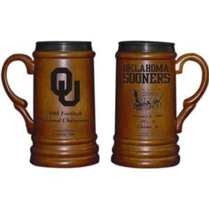 Oklahoma Sooners 2008 BCS Champions Laser Engraved Wood Stein