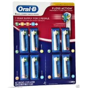  ORAL B EB25: 8 REPLACEMENT BRUSH HEADS FLOSS ACGTION 