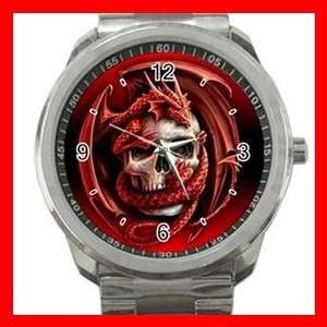 Red Goth Dragon Skull Sports Metal Watch New Mens New  