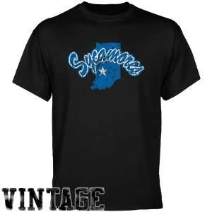   Indiana State Sycamores Black Distressed Logo Vintage T shirt: Sports