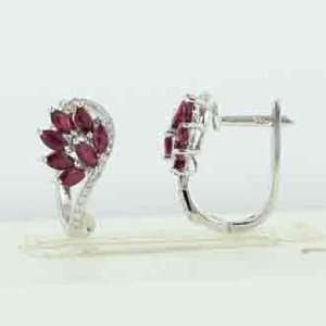   Ruby Diamond Earrings Diamond quality AA (I1 I2 clarity, G I color