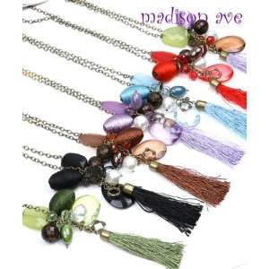  Brown Assorted Crystal Beads & Tassle Necklace Set 