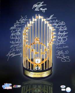 1986 NEW YORK METS CHAMPIONSHIP AUTOGRAPHED SIGNED 16X20 WS TROPHY 