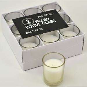  9 Pieces Filled Glass Votive Candles: Home & Kitchen