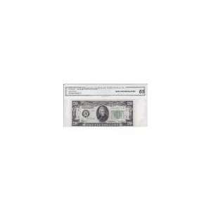  1934B star $20 Federal Reserve Note, Gem UNC 65 Toys 