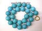 Natural 20mm Round High Quality Turquoise Necklace 14K  