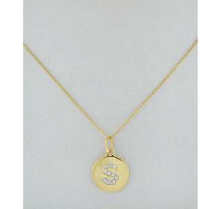 Elements by KC Designs gold and diamond S initial pendant necklace