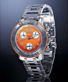 Hermes orange Clipper chronograph diver watch   