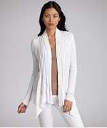 Design History white ribbed jersey open front cardigan sweater style 
