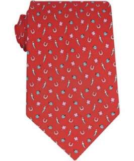 Salvatore Ferragamo red ladybug horseshoe print silk tie   up 