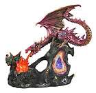 Fire Breathing Dragon Geode Statue Figure Evil