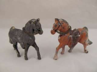 Pair of 2 Vintage Miniature Model Horses Metal Made in Japan  