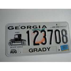    Hobby Antique Vehicle License Plate Georgia 