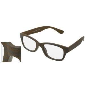 Como Unisex Wood Grain Frame Eyewear Full Rim Plain Glasses Spectacles