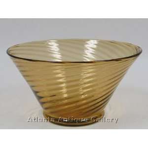    Signed Steuben Amber Swirled Conical Shaped Bowl