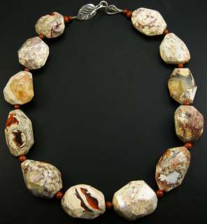 CHUNKY X LARGE NATURAL MEXICAN FIRE OPAL NUGGET BEADS NECKLACE  