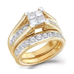 Diamond Engagement Ring Bridal Wedding Set 14k Yellow Gold (1.00 Carat 