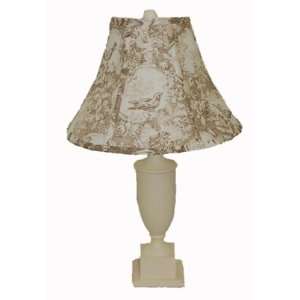   : Antique White Table Lamp w/Brown Bird Toile Shade: Home Improvement