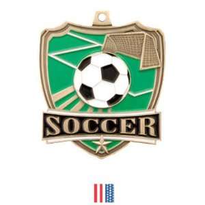 Hasty Awards Custom Soccer Shield Medals M 735S GOLD MEDAL/FLAG RIBBON 