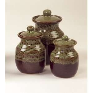   : Bayou Collection   Set of Three Canisters with Lids: Home & Kitchen