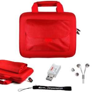 Red Cube with Pocket and Handles for Acer Aspire One AO532h + Includes 