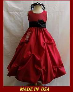   RED BLACK FORMAL PAGEANT RECITAL FLOWER GIRL DRESS 2 4 6 8 10 12 14