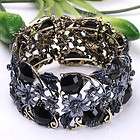   Crystal Glass Resin Flower Bead Bronze Bangle Bracelet Charm Gift