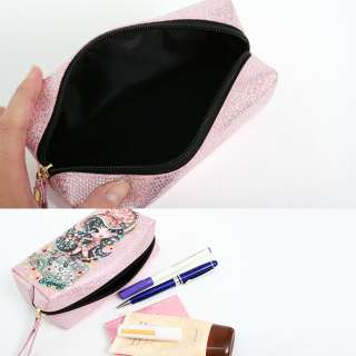   Closure Shiny Make up Cosmetic Pouch Mini Bag  Black, Pink,Red