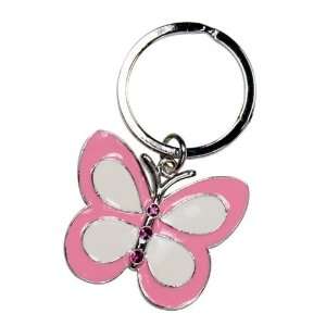  Bombay Pink Butterfly Colored Enamel Charm Key Ring 
