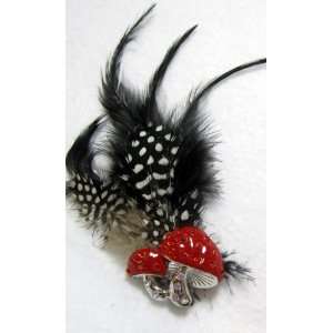  Black Feather and Mushroom Hair Clip: Everything Else