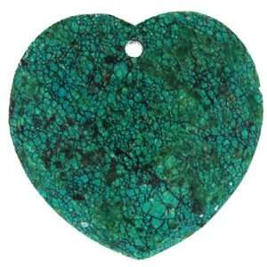   Chrysocolla Jasper 33mm Faceted Heart Pendant with 2mm Hole Jewelry