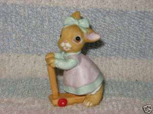 HOMCO Porcelain Figurine  Girl Rabbit on Scooter  