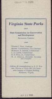 VINTAGE VIRGINIA STATE PARKS FOLD OUT BROCHURE 1936  