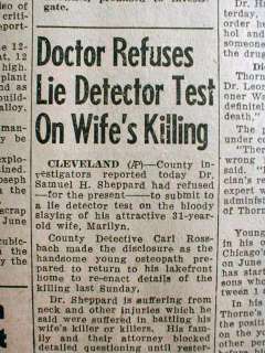   DR SAM SHEPPARD MURDERS his wife ? Cleveland OHIO The Fugitive  