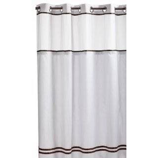  White Double Hookless Fabric Shower Curtain With Snap In 
