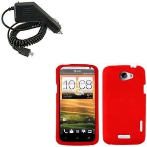  iFase Brand HTC One X Combo Solid Red Silicon Skin Case 