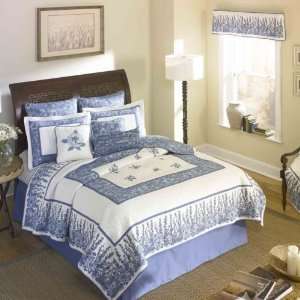  Donna Sharp Azure Field Embroidered Quilted Cotton Valance 