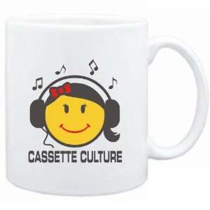  Mug White  Cassette Culture   female smiley  Music 