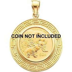    14K Gold Greek Key Bezel for 1/10oz Chinese Panda Coin: Jewelry
