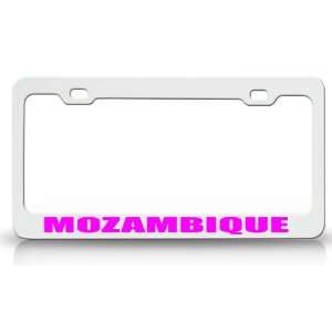 MOZAMBIQUE Country Steel Auto License Plate Frame Tag Holder White 