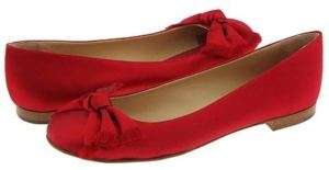 Kate Spade PEGGY Red Satin Flats Shoes Woman Sz 5.5 M  