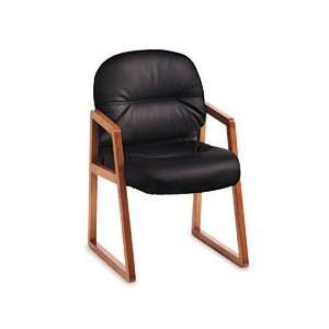   Pillow Soft™ Wood Series Leather Guest Arm Chair