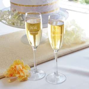 50th Anniversary Toasting Flutes and Cake Serving Set  