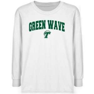  Tulane Green Wave Youth White Logo Arch T shirt: Sports 