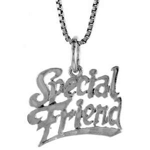   Silver 1/2 in. (13mm) Tall Special Friend Talking Pendant Jewelry