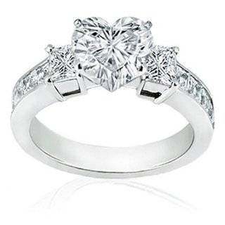   27Ct. 14K. White Gold Heart Shape Diamond Engagement Ring: Jewelry