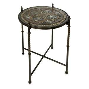  Medallion Glass Top Table: Home & Kitchen