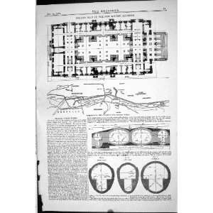  1870 GROUND PLAN NEW BOURSE BRUSSELS MAP BELGIAN PUBLIC 