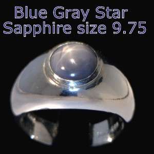 Blue Gray Fine Star Sapphire Handmade Sterling Silver Gents Ring Mens 